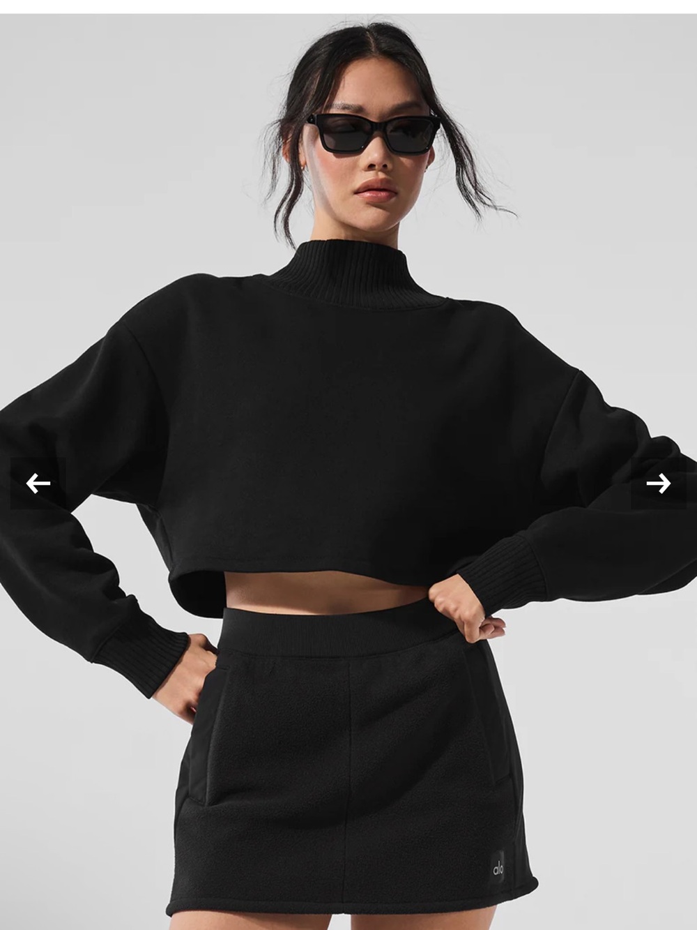 Alo yoga Cropped Serenity Coverup Cropped Mock Neck Sweater - Black